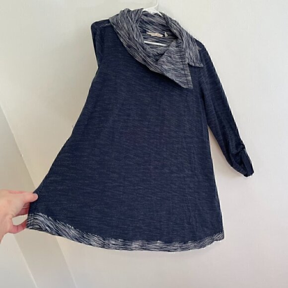 SOFT SURROUNDINGS Weekending Cowl Neck Pullover Navy Blue 3/4 Roll Tab Sleeve M - Picture 7 of 10